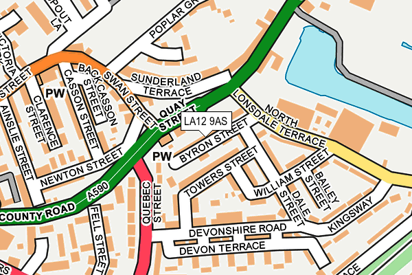 LA12 9AS map - OS OpenMap – Local (Ordnance Survey)