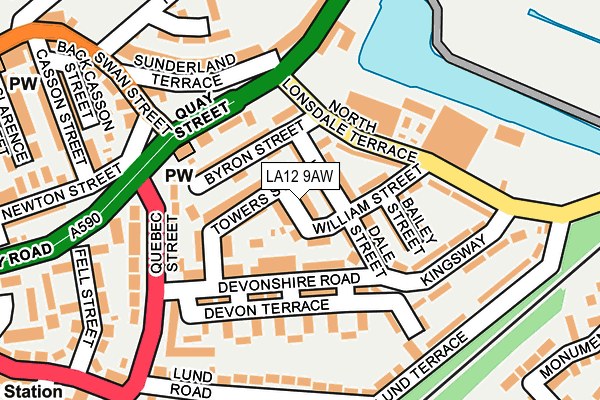 LA12 9AW map - OS OpenMap – Local (Ordnance Survey)