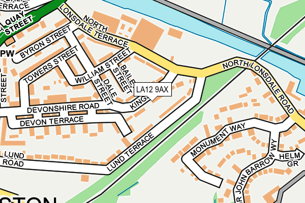 LA12 9AX map - OS OpenMap – Local (Ordnance Survey)