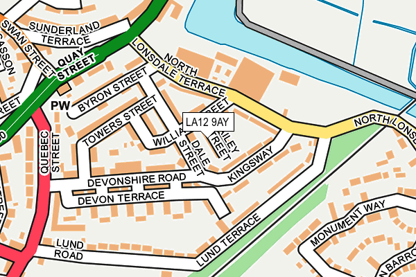 LA12 9AY map - OS OpenMap – Local (Ordnance Survey)