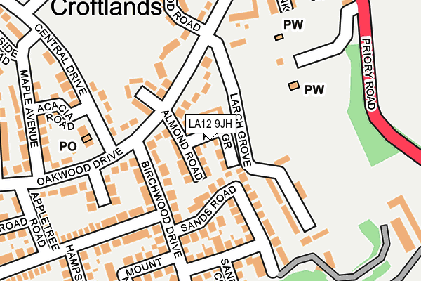LA12 9JH map - OS OpenMap – Local (Ordnance Survey)