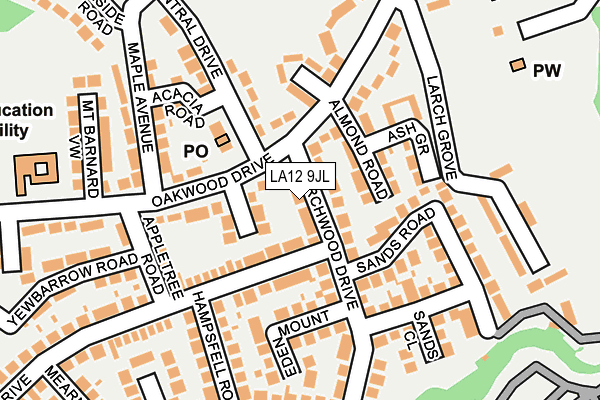 LA12 9JL map - OS OpenMap – Local (Ordnance Survey)