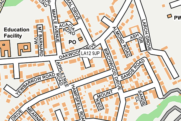 LA12 9JP map - OS OpenMap – Local (Ordnance Survey)