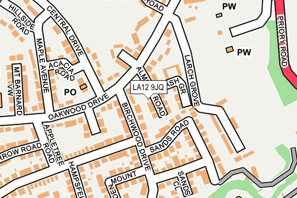 LA12 9JQ map - OS OpenMap – Local (Ordnance Survey)