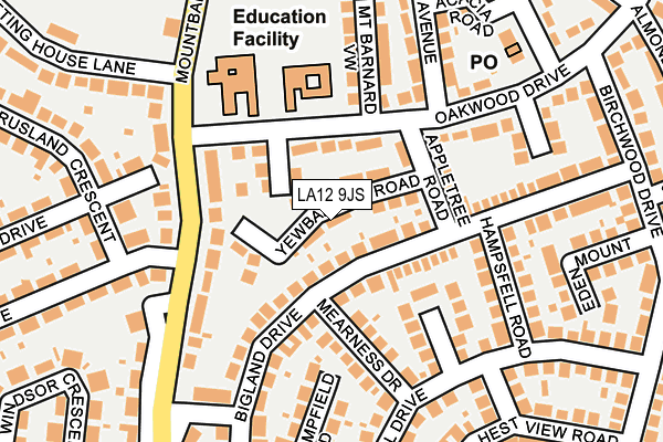 LA12 9JS map - OS OpenMap – Local (Ordnance Survey)