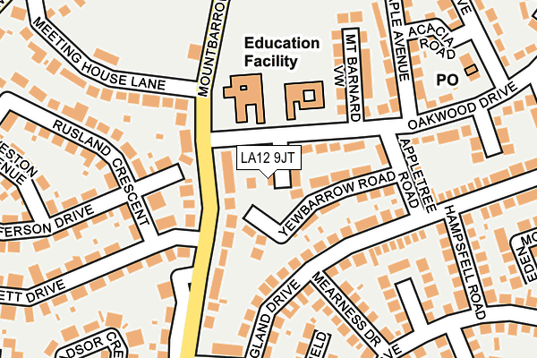 LA12 9JT map - OS OpenMap – Local (Ordnance Survey)