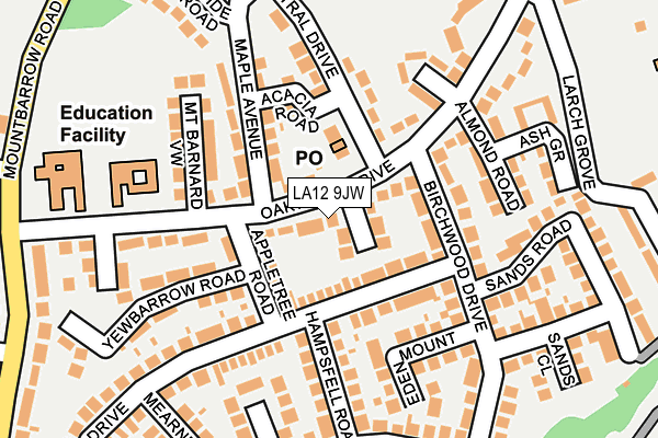 LA12 9JW map - OS OpenMap – Local (Ordnance Survey)