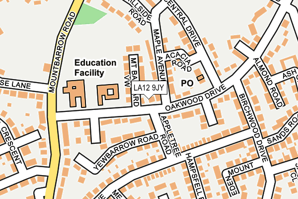 LA12 9JY map - OS OpenMap – Local (Ordnance Survey)
