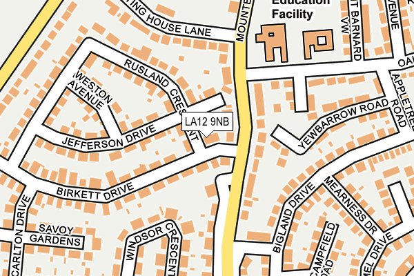 LA12 9NB map - OS OpenMap – Local (Ordnance Survey)