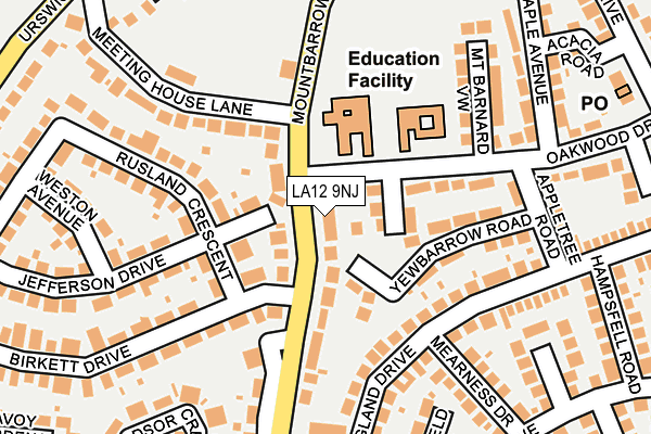 LA12 9NJ map - OS OpenMap – Local (Ordnance Survey)