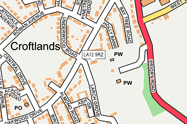 LA12 9RZ map - OS OpenMap – Local (Ordnance Survey)