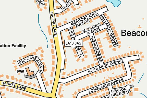 LA13 0AS map - OS OpenMap – Local (Ordnance Survey)