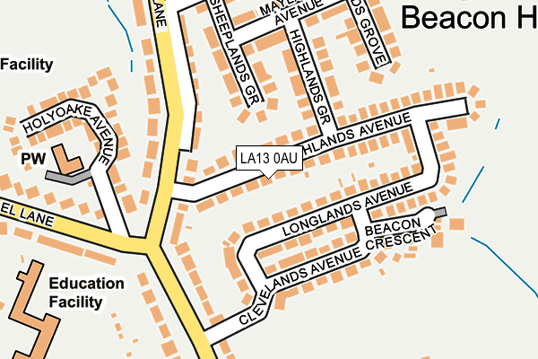 LA13 0AU map - OS OpenMap – Local (Ordnance Survey)
