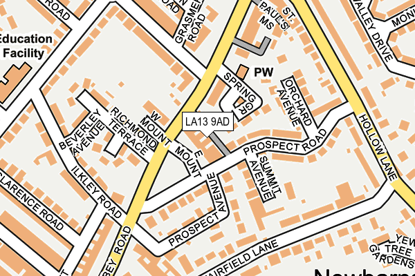 LA13 9AD map - OS OpenMap – Local (Ordnance Survey)