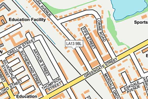 LA13 9BL map - OS OpenMap – Local (Ordnance Survey)