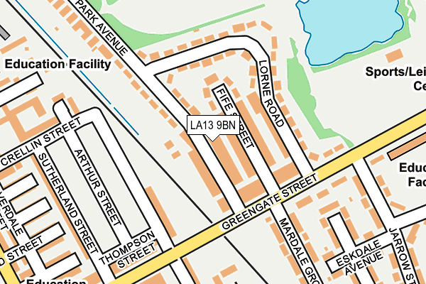 LA13 9BN map - OS OpenMap – Local (Ordnance Survey)