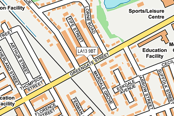 LA13 9BT map - OS OpenMap – Local (Ordnance Survey)