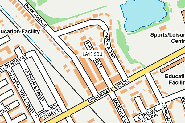 LA13 9BU map - OS OpenMap – Local (Ordnance Survey)