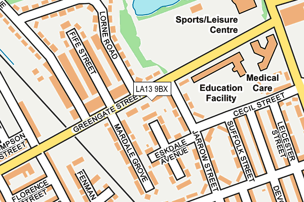 LA13 9BX map - OS OpenMap – Local (Ordnance Survey)