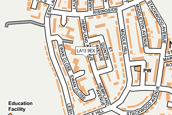 LA13 9EX map - OS OpenMap – Local (Ordnance Survey)