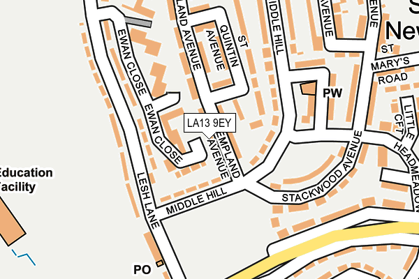 LA13 9EY map - OS OpenMap – Local (Ordnance Survey)