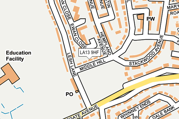 LA13 9HF map - OS OpenMap – Local (Ordnance Survey)