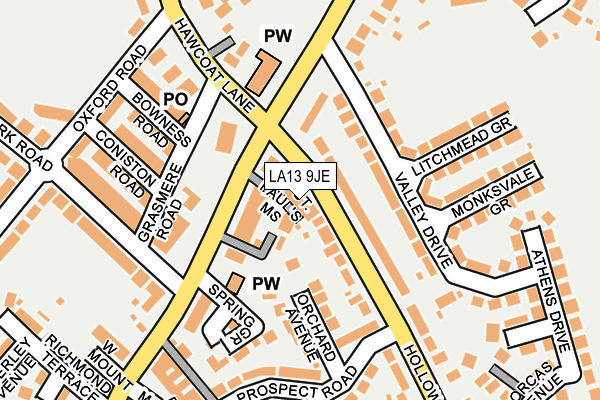 LA13 9JE map - OS OpenMap – Local (Ordnance Survey)
