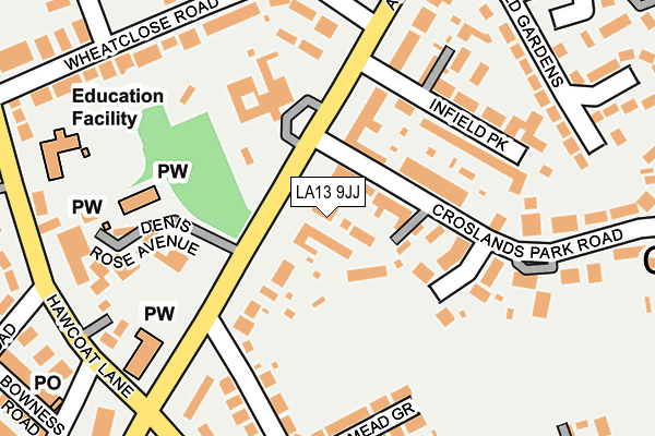 LA13 9JJ map - OS OpenMap – Local (Ordnance Survey)