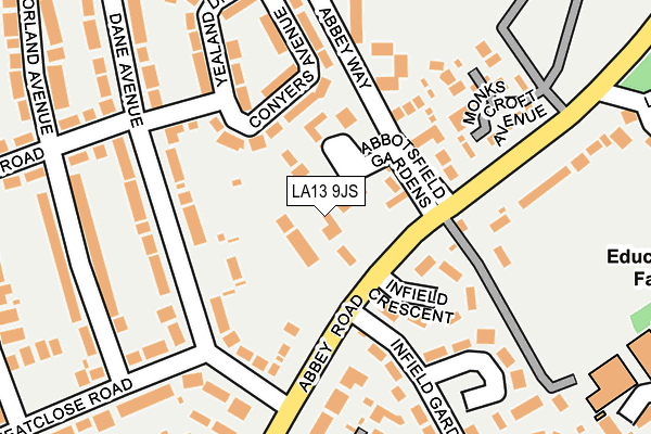 LA13 9JS map - OS OpenMap – Local (Ordnance Survey)