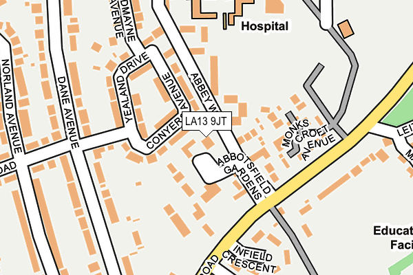 LA13 9JT map - OS OpenMap – Local (Ordnance Survey)