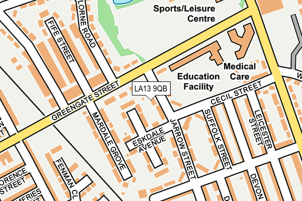 LA13 9QB map - OS OpenMap – Local (Ordnance Survey)