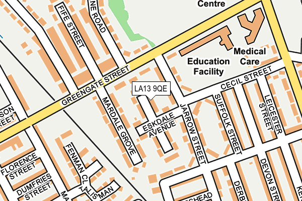 LA13 9QE map - OS OpenMap – Local (Ordnance Survey)
