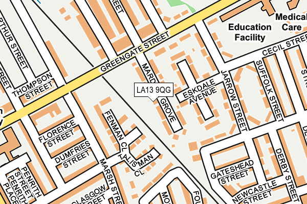 LA13 9QG map - OS OpenMap – Local (Ordnance Survey)