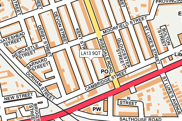 LA13 9QT map - OS OpenMap – Local (Ordnance Survey)