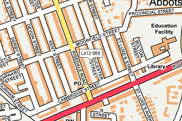 LA13 9RX map - OS OpenMap – Local (Ordnance Survey)