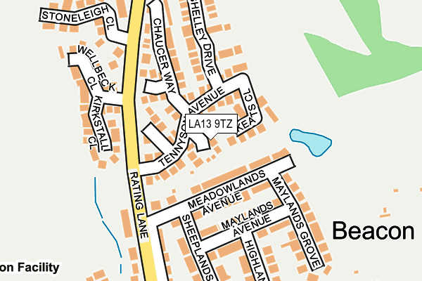 LA13 9TZ map - OS OpenMap – Local (Ordnance Survey)