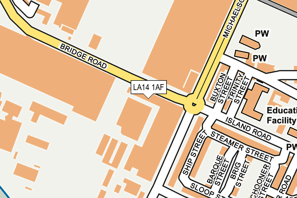 LA14 1AF map - OS OpenMap – Local (Ordnance Survey)