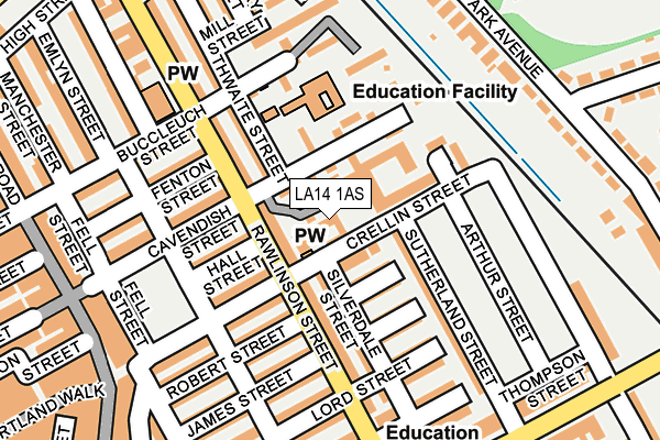 LA14 1AS map - OS OpenMap – Local (Ordnance Survey)