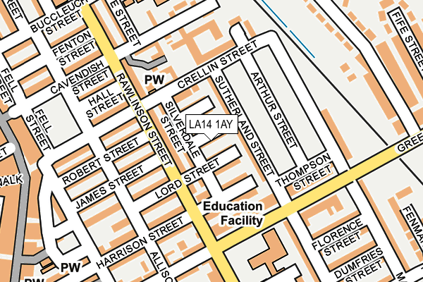 LA14 1AY map - OS OpenMap – Local (Ordnance Survey)