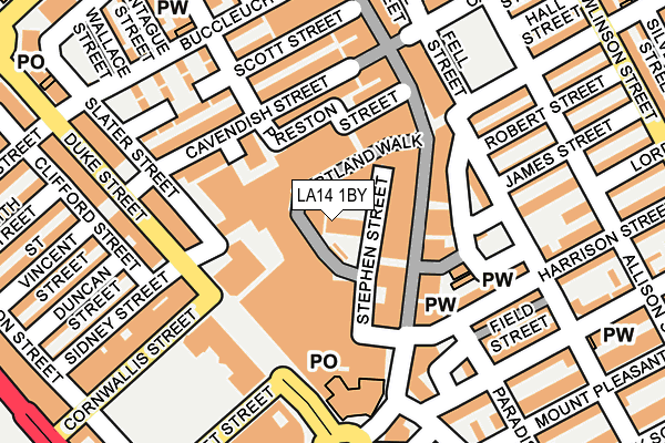 LA14 1BY map - OS OpenMap – Local (Ordnance Survey)