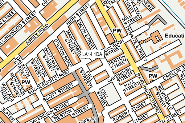 LA14 1DA map - OS OpenMap – Local (Ordnance Survey)