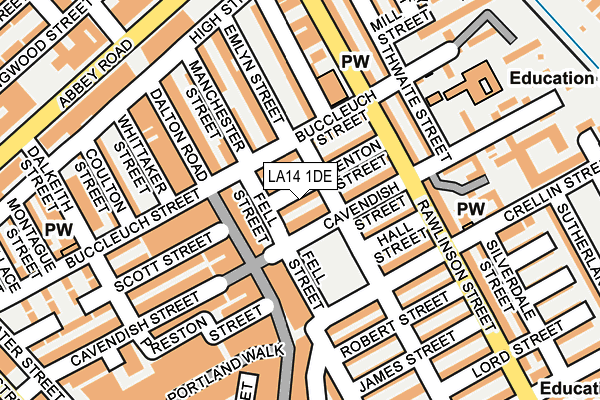 LA14 1DE map - OS OpenMap – Local (Ordnance Survey)
