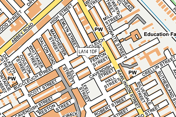 LA14 1DF map - OS OpenMap – Local (Ordnance Survey)