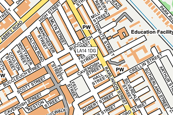 LA14 1DG map - OS OpenMap – Local (Ordnance Survey)