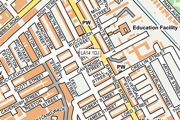 LA14 1DJ map - OS OpenMap – Local (Ordnance Survey)