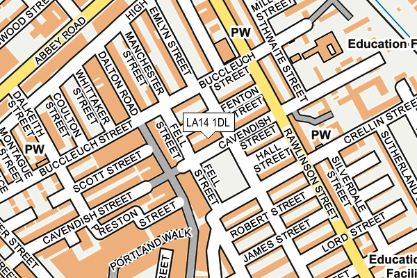 LA14 1DL map - OS OpenMap – Local (Ordnance Survey)