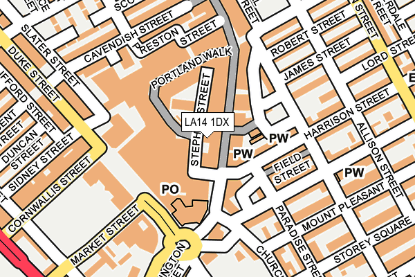 LA14 1DX map - OS OpenMap – Local (Ordnance Survey)