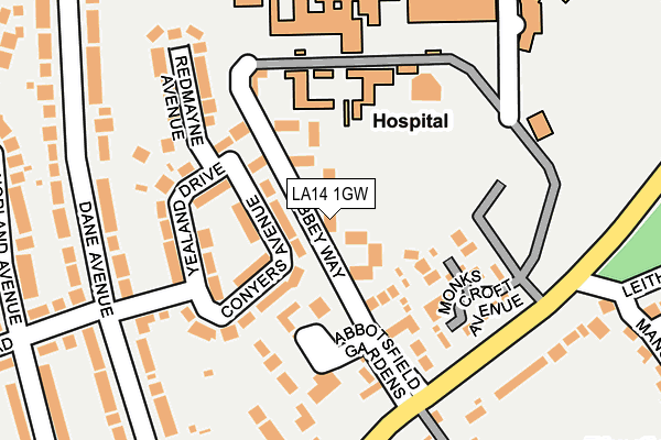 LA14 1GW map - OS OpenMap – Local (Ordnance Survey)