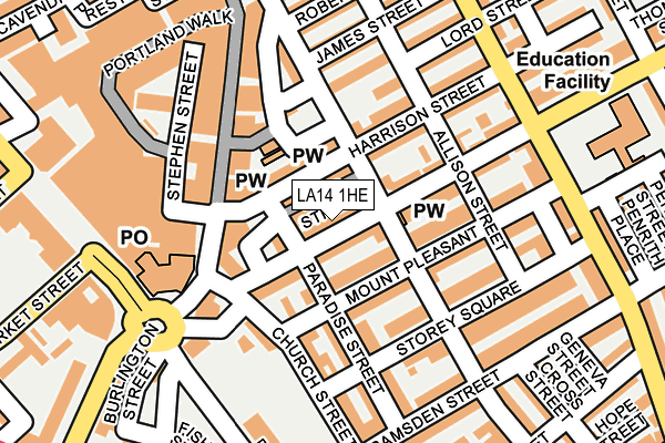 LA14 1HE map - OS OpenMap – Local (Ordnance Survey)