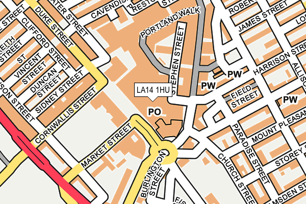 LA14 1HU map - OS OpenMap – Local (Ordnance Survey)